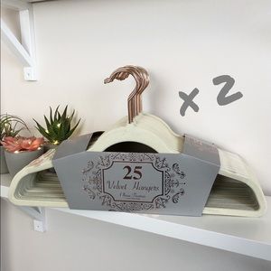 Ivory Velvet and Rose Gold Hook Hangers